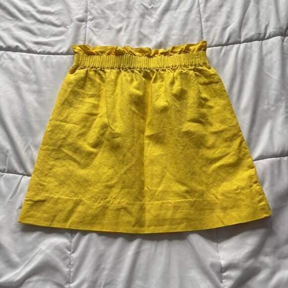 J Crew Skirt Womens Size 00 Yellow Linen Blend Pockets Pull On Beach Boho Hippie - Picture 10 of 10